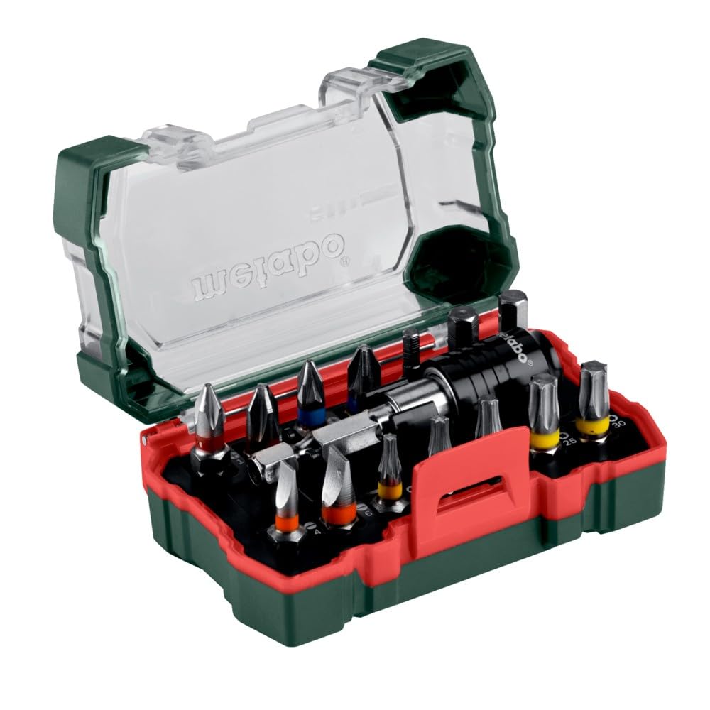 Metabo 626703000 Screwdriver Bit Set 15 Pieces in Robust Box with Magnetic Bit Holder