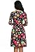 Zeagoo Women's 3/4 Sleeve A-line Stretchy Floral Casual Cocktail Dress, Black Floral, XX-Large