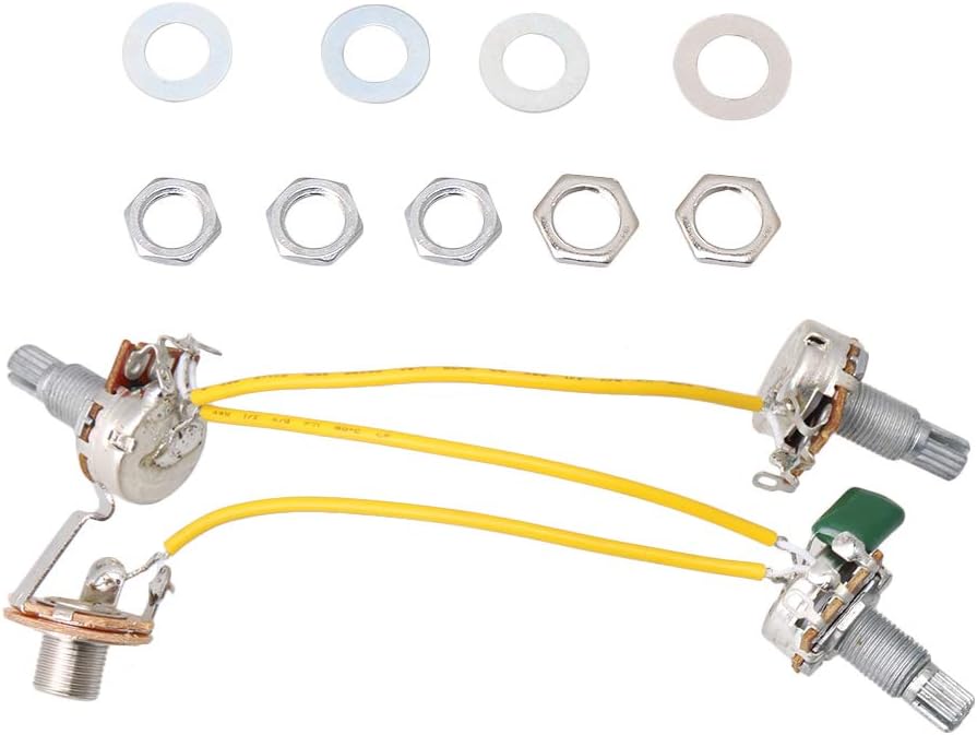 Bass Wiring Harness Prewired Kit for Bass Guitar 047 Cap 500k Pots