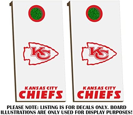 Kansas City Chiefs Cornhole Board Decals - RED - Fit for Bean Bag Toss Outdoor Game Sticker Set - Novelty DIY Decals