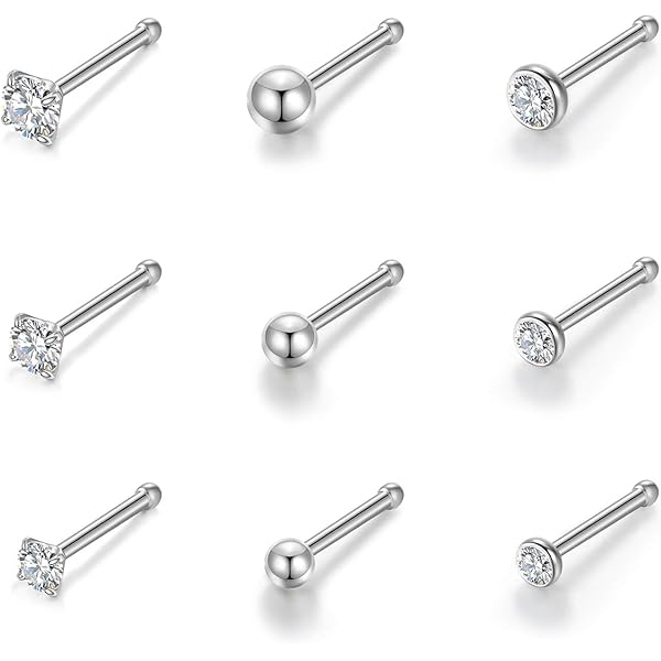 Nose Studs Amusingtao 20Pcs 20G Clear Acrylic L Shape Nose Stud