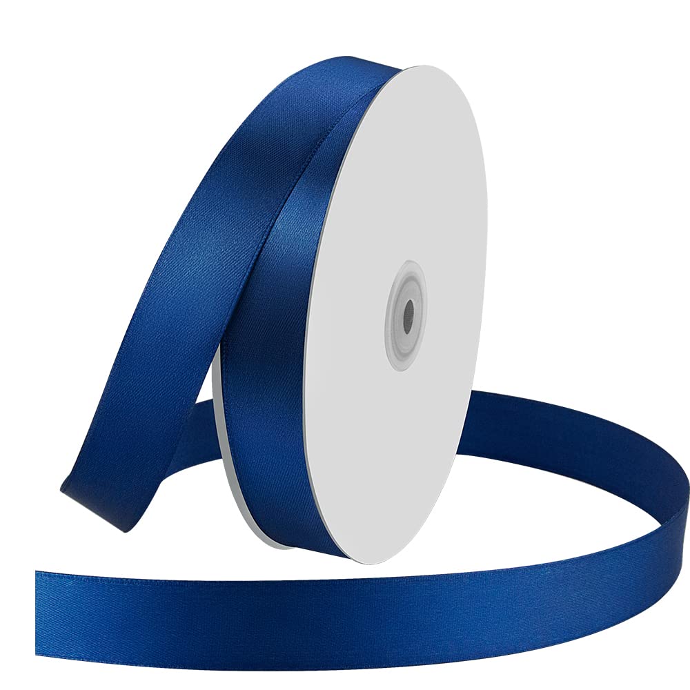 Photo 1 of 1" Wide x 100 Yards Single Face Polyester Satin Ribbon, Satin Ribbon for Crafts, Gift, Hair Bows, Wedding Party Decoration, Bow Making & Other Projects (Navy Blue)