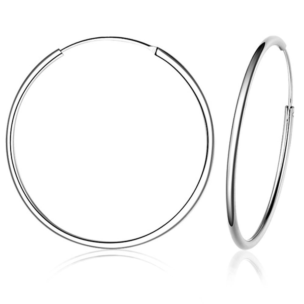 Belons Hoop Earrings 925 Sterling Silver Fine 40-60mm Big Round Circle Endless Hoop Sleeper Earrings for Women Girls (40mm)