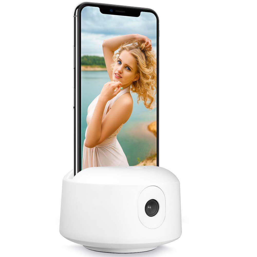 Auto Face Tracking Phone Holder【NO APP REQUIRED】360°Rotation Smart Shooting Selfie Stick, Suitable for Phone, Tablet - Cell Phone Camera Mount for Tripod Stand - Idea for Live Streaming, Live Video