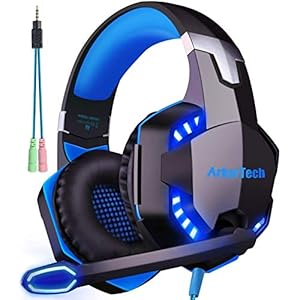 Gaming-headset voor PS4 PC Xbox One met microfoon, over-ear stereo sound gamer hoofdtelefoon PS4 met ruisonderdrukking…