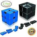 Infinity Cube Fidget Cube Toy for Adults & Kids Relieve Stress & Anxiety Cool Hand Fidget Stress Toy Magic Flip Rubiks Cube for ADD,ADHD,OCD,Anxiety Disorder,Autism by Ganowo (Blue&Black)