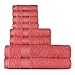 Welhome Basic 100% Cotton Towel (Coral) - 8 Piece Set - Quick Dry - Absorbent - Soft - 434 GSM - Machine Washable - 2 Bath - 2 Hand - 4 Wash Towels