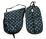 All Purpose English Saddle Carrier Bridle Bag Turquoise Polka Dot Set