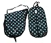 English All Purpose Horse Saddle Carrier and Matching Bridle Halter Bag Turquoise Dots Set