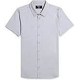 BYLT Exec Button Down Men's Short Sleeve Casual Dress Shirt - Professional Stretch Moisture Wicking Business Formal