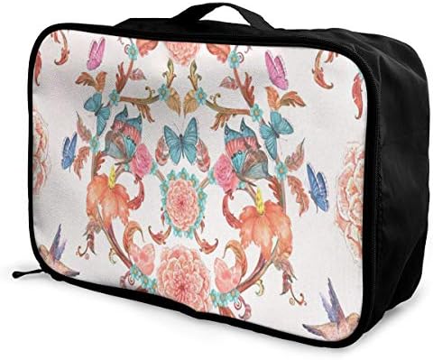Travel Bags Hummingbirds With Butterflies Portable Handbag Trolley Handle Luggage Bag