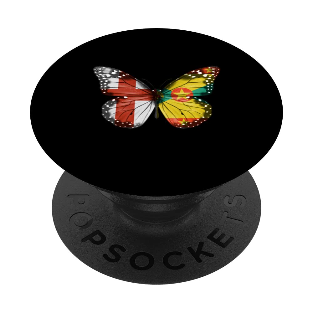 English Grenadan Flag Butterfly PopSockets Swappable PopGrip