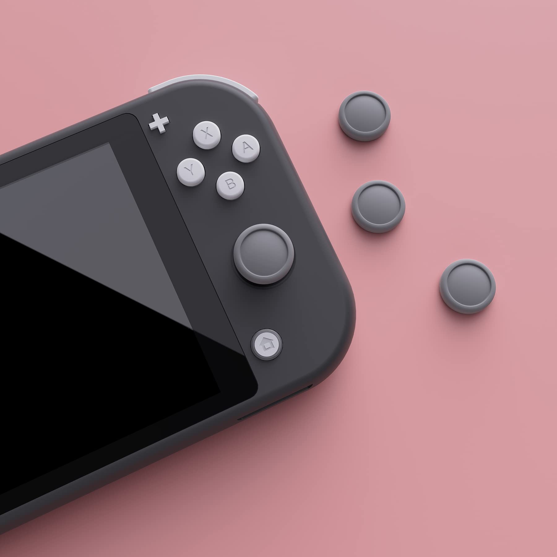 eXtremeRate PlayVital Switch Thumb Grip Caps, Joystick Caps for Nintendo Switch Lite, Silicone Analog Cover Thumbstick Grips for Switch OLED Joycon - Gray