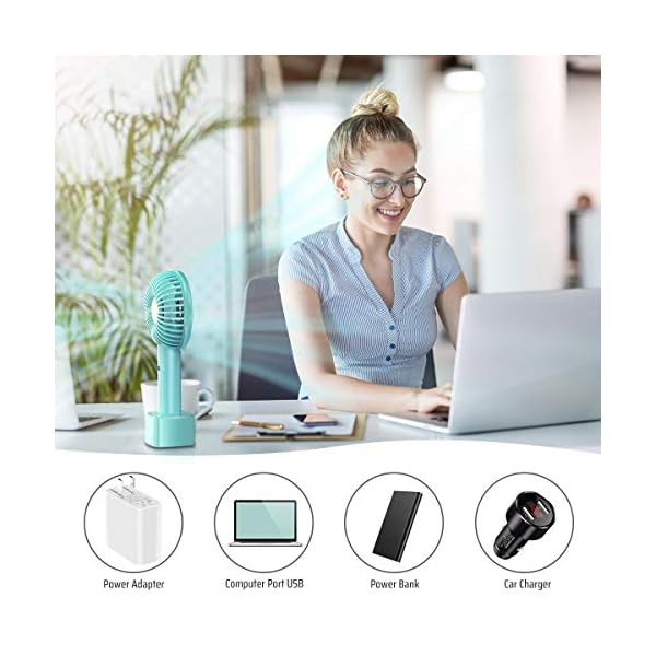 JUMKEET-Mini-Handheld-Portable-Fan-Desk-Fan-USB-Rechargeable-Battery-2600-mAh-Personal-Fan-with-Base-Table-Fan-Cooling-Electric-Sport-Fan-3-Speeds-for-Home-Travel-Office-Room-Outdoor-School-Blue Jumkeet Mini Handheld Portable Fan Desk Fan USB Rechargeable Battery 2600 mAh, Personal Fan with Base, Table Fan Cooling…