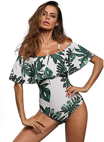 Hallegave Women's Fashion Swimwear Sexy Bikini Halter Straps Swimsuits Bathing Suit (Small, White)