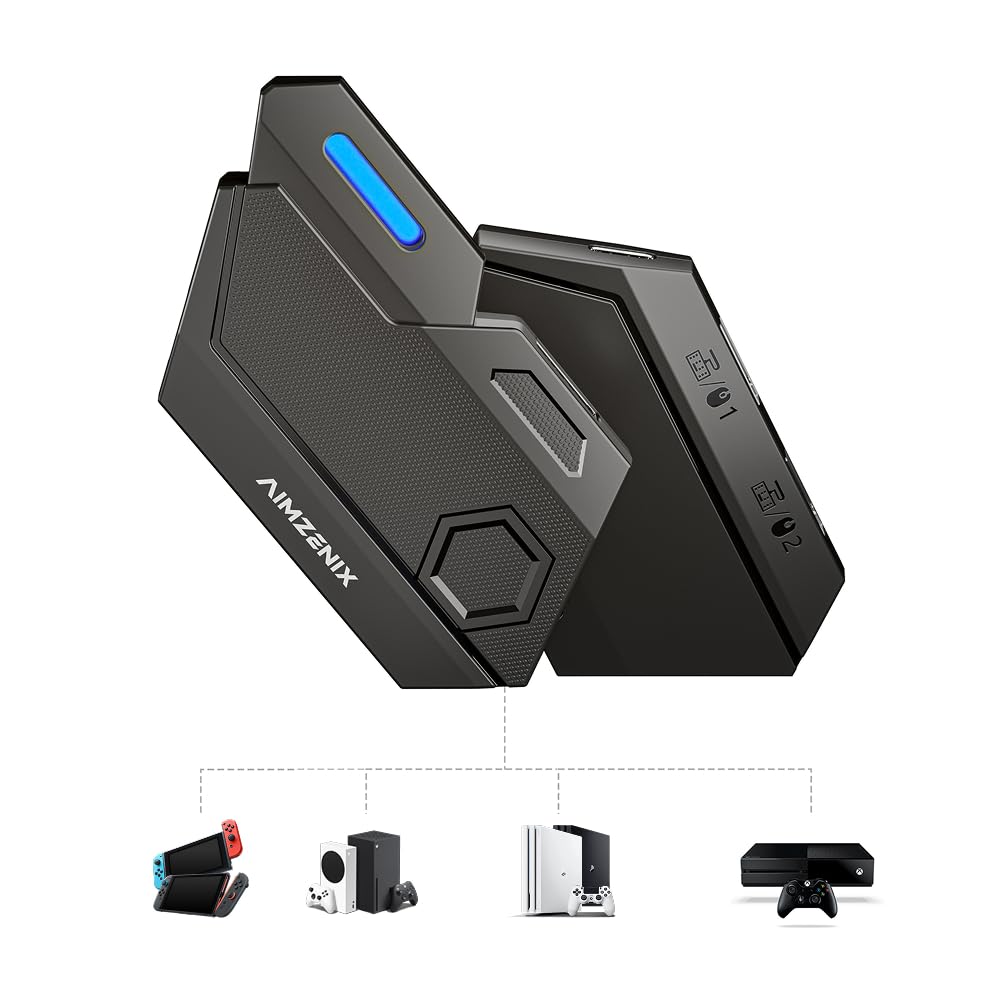 AIMZENIX Keyboard Mouse Adapter for Nintendo Switch 2, Xbox, PlayStation - Emulator Console Compatible with Xbox One, Xbox Series X/S, PS4, PS3 and Switch - Custom Key Mapping, Plug and Play, BLADER