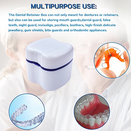 image for Mint Rose Denture Case,Denture Brush Retainer Case,Denture Cups Bath,D