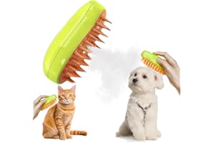 MRLIANCE Steamy Cat Brush - 3 In1 Cat Steamy Brush, Cat Grooming Supplies For Massage, Self Cleaning Steam Brush For Dogs, Cat Brush For Shedding Loose Hair(A-Green)