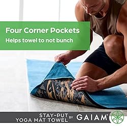 Gaiam Yoga Towel - Mat Sized Active Dry Non Slip