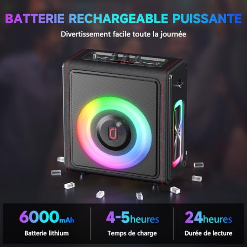 Karaoke Machine with Wireless Microphones HWWR Karaoke with 2 Microphones for Adults Children, Karaoke Systems Accessoires Utiles pour Micro (MS75-Triple Mics)