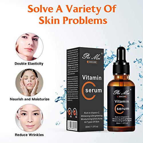 Vitamin C Serum For Face, Natural Moisturizing & Anti Acne Serum, Anti Aging Facial Serum, Reduce Appearance Of Wrinkles, Dark Circles, Fine Lines, Sun Damage
