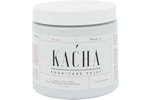 Kacha Furniture Paint | Blue-Green Chalk Style Paint for Furniture, Cabinets, and Crafts | Pint -16 oz | South Beach | Low VOC | Matte | (Topcoat Required)