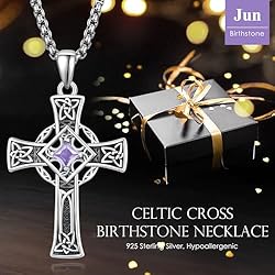 ADMETUS June Birthstone Cross Necklace Sterling