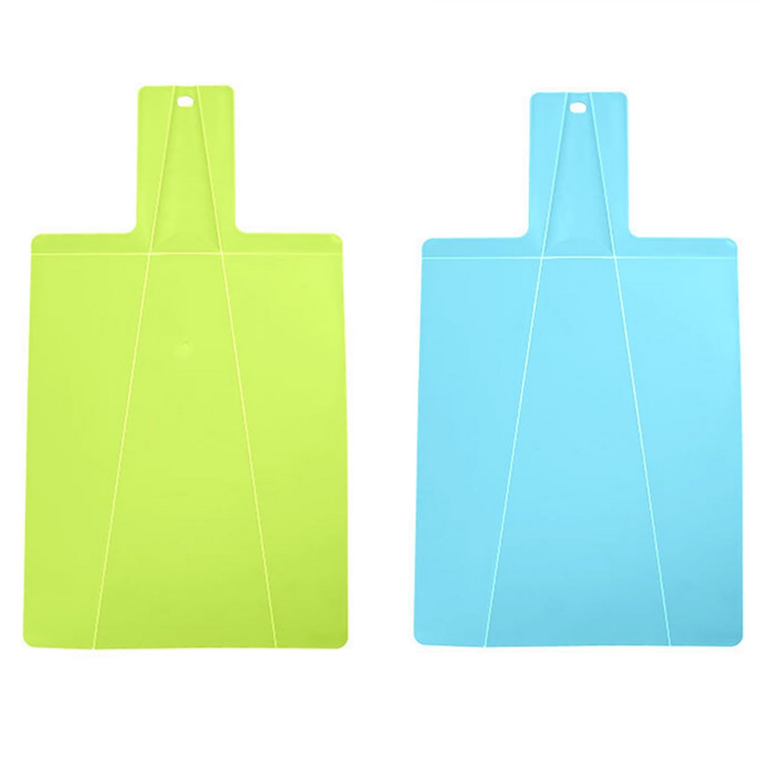 LATRAT Plastic Chopping Board with Handle Chopping Board Foldable Non-Slip Surface Dishwasher Safe 15 x 8 Inch (2 Piece Set, Random Color)