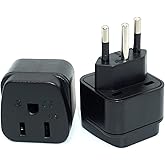 US/Canada/Japan to Brazil (Type N) Plug Adaptor, 3-Pin Type B Grounded USA Plug Convert to 3-pin Brazil Socket (1 Piece)