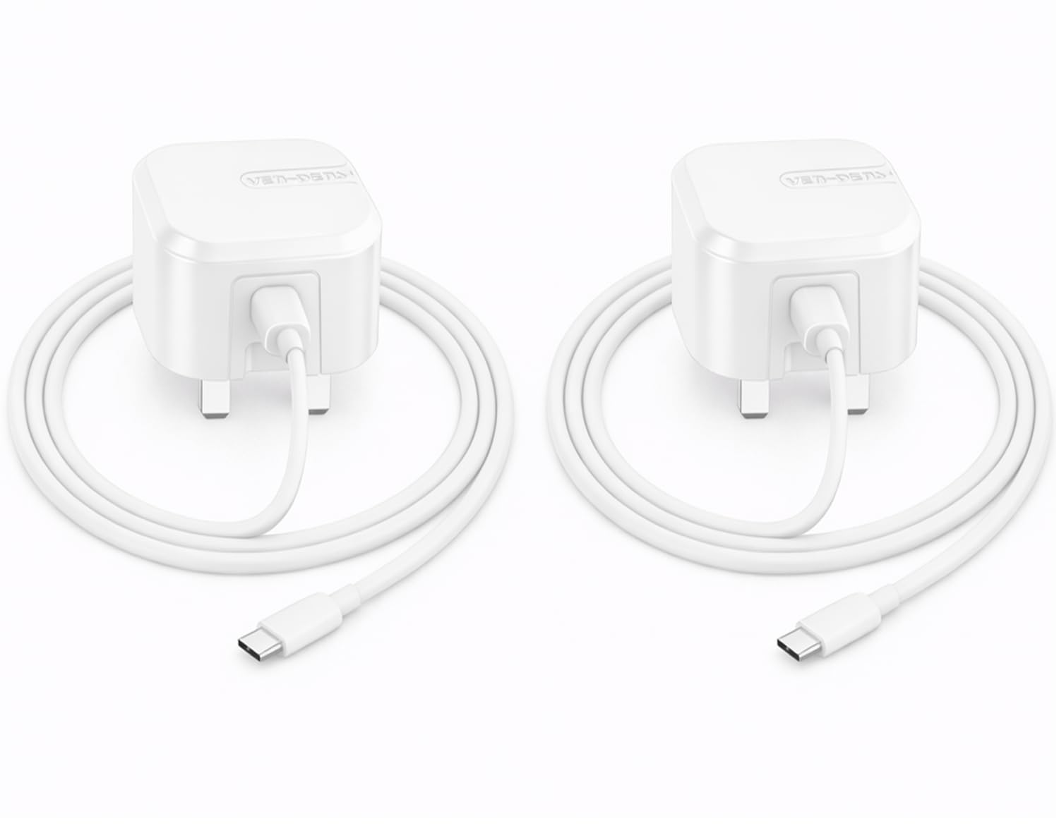 25W Fast Charging USB-C PD UK Wall Charger (2 Pack) For Xiaomi POCO X3 NFC/Xiaomi Poco X6 C65 F3 X3 F2 Pro M3 C3 / X4 M4 Pro/Pocophone F1 Adapter Plug with Cable (WHITE)
