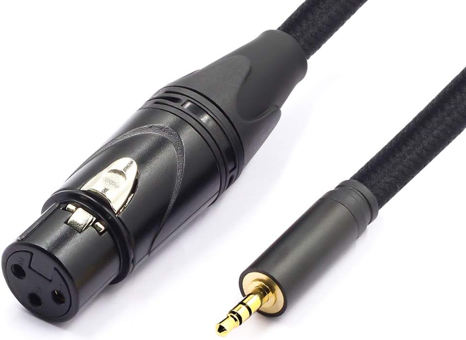 AMOTE 3.5mm Stereo Microphone Cable 1/8 Mini Jack Plug to XLR Female Nylon Braid Audio Lead - 3m