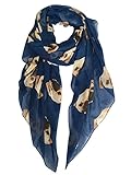 GERINLY Animal Print Scarves: Cute Dogs Pattern Voile Oblong Scarf (Blue)