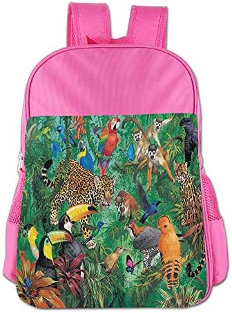 Haixia Child Boy's&Girl's Bookbags Figure in The Colorful Parrots and Monkeys and Cheetahs