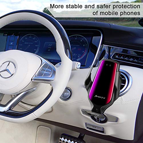 Smart Sensor Wireless Car Charger Mount, Automatic Clamping QC/QI 10W Fast Charging Car Charger Holder Compatible with iPhone 11/Xs/Xs Max/XR/X /8,Samsung Galaxy Note 9/ S9/ S9+/ S8 etc(Black)
