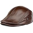 HAEAUL Men's Adjustable Newsboy Hat Beret Hat Driving Hunting Fishing Hat Genuine Leather Ivy Cap Fashion Beret Hat Flat Cap.
