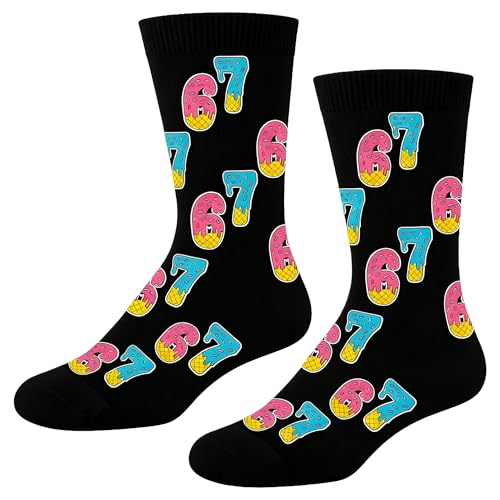 Eiohiuy 67socks Six Seven Ice Cream Drip Funny Number socks meme Christmas stocking stuffing gifts for boys and girls