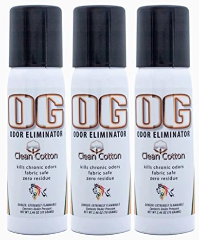 OG Odor Eliminator Spray for Home, Car, Office, Pet Areas, Clothes, Upholstery - Concentrated Odor Eliminator - Remove Smoke Odor Instantly - 2.5 oz Travel Size - Clean Cotton Odor Eliminator (3-Pack)