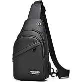 Hjkiopc Waterproof Sling Bags Mens Shoulder Crossbody Backpack with USB Charging Port
Headphone,Outdoor Lightweight Bag