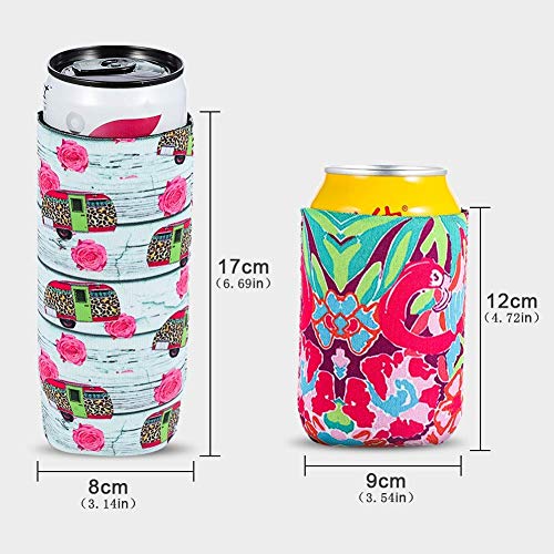 12 PCS Beer Can Cooler Sleeves Colourful Neoprene Beer Can Cooler Covers Beer Cooler Beer Holders Perfect for 12oz Slim Drink Beer Cans