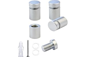BESTANDOFF Pack of 4, Aluminum Standoff Screws, Wall Sign Standoff Mounting Hardware Advertising Glass Standoff Nail for Hanging Acrylic Picture Frame (Satin Chrome Electroplated, 1/2" x 1/2")