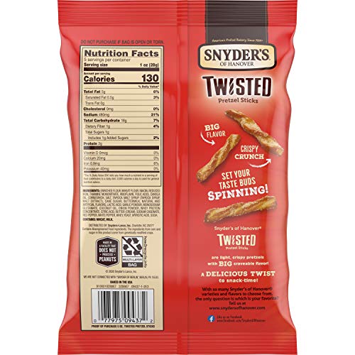 Snyder's of Hanover Pretzels, Seasoned Twisted Pretzel Sticks, 5 Oz