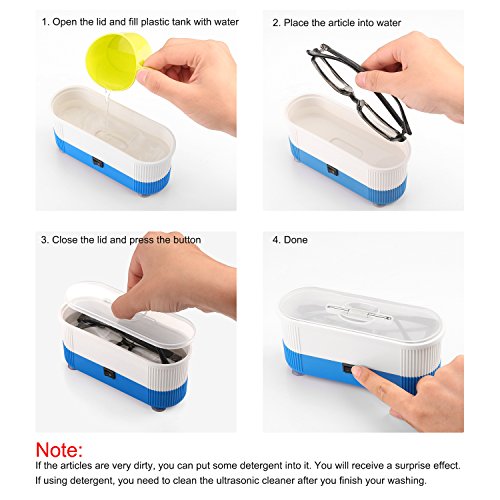 Ultrasonic Cleaner, Myriann Mini Cleaning Machine 300ml Tank for Jewelry Eyeglass Watches Business Commercial Home Use (Blue)