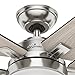 Hunter 54inch Contemporary Indoor Ceiling Fan with Light Kit and Remote Control Brushed Nickel Finish (Renewed)
