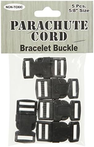 Pepperell Parachute Cord Bracelet Buckles, 15mm, Black, 5 Per Package