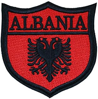 World Flags Embroidered Patch Shield Over 100 Custom Flags of Countries Across The World! Europe, Asia, Americas, Africa. Iron or Sew On. 100% Made in The USA (3.3", Albania)