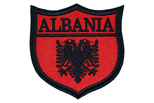 World Flags Embroidered Patch Shield Over 100 Custom Flags of Countries Across The World! Europe, Asia, Americas, Africa. Iron or Sew On. 100% Made in The USA (3.3", Albania)