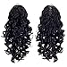 SWACC 12-Inch Short Screw Curls Claw Clip Ponytail Extensions Synthetic Clip in Drawstring Curly Ponytail Hairpiece Jaw Clip Hair Extension (Off Black-1B#)