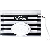 BUMCO Airtight Wipes Dispenser, Keeps Wet, Reusable Refillable Pouch, Diaper Bag Organizer for Travel, Carrying Clutch, Unique Baby Gift for Girl Boy [Black]