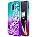 OnePlus 6T Case, NageBee Glitter Liquid Quicksand Waterfall Floating Flowing Sparkle Shiny Bling Diamond Girls Cute Case for The OnePlus 6T Smartphone (2018) -Aqua/Purple