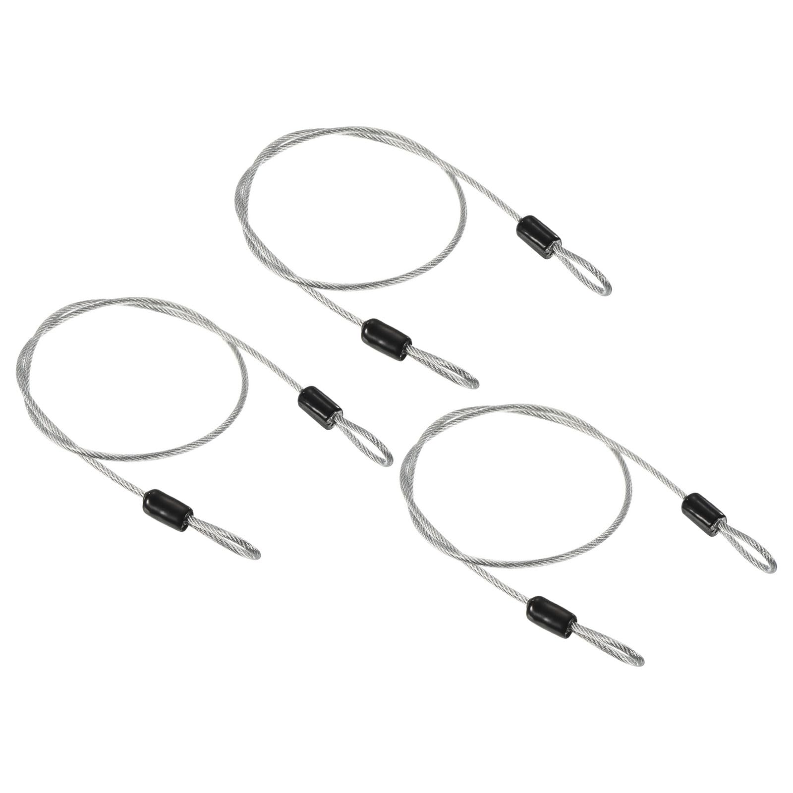 PATIKIL Security Cable 2.5mm x 0.5m/1.64ft, 3 Pack Coated Luggage Lock Wire Rope with Double Loop, Clear